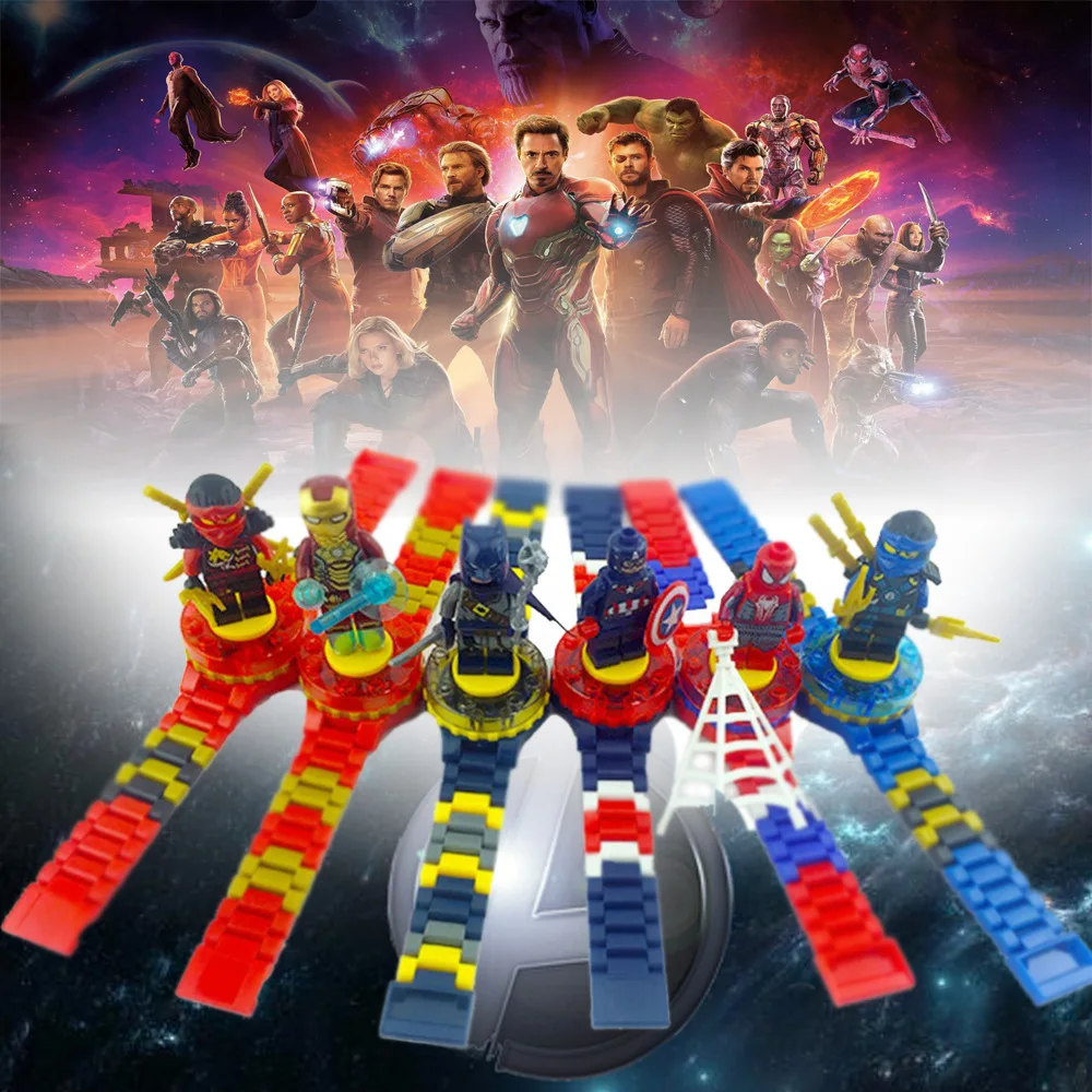 Детские часы с супергероями конструкторские Ninjagoed Marvel Мстители совместимые Legoed