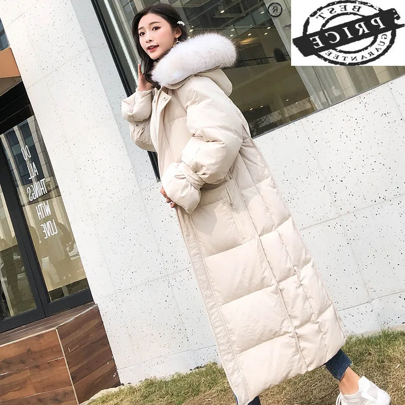 

Jacket Winter Female 2021 White Duck Down Jackets Women's Clothing Real Raccoon Fur Collar Parkas Woman Coats Ropa TN1aa