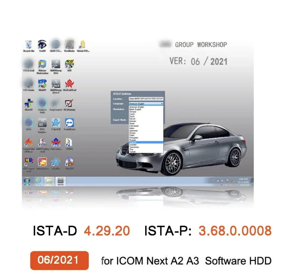 Для bmw icom next с hdd ТБ новейшее программное обеспечение 2021-06v + ноутбук d630 (ista d4.29.20 ista p