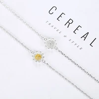 new fashion cute tiny sunflower bracelets simple style thin small golden daisy charm bracelet for korean female best gifts