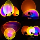 Атмосферу светодиодный ночной Светильник Rainbow Sunset прожекторная лампа для дома кофе магазин фон украшение стены USB работать настольная лампа