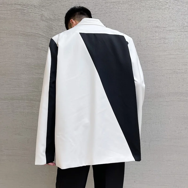 Мужской Блейзер черный белый в стиле Харадзюку