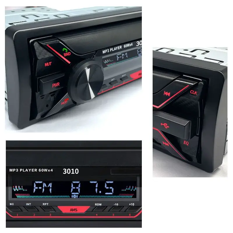 Автомагнитола 1 дин Bluetooth MP3 плеер FM стерео 60Wx4 12V с красочными огнями AUX/USB/SD