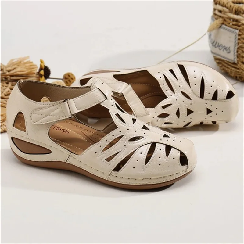

Women Sandals Summer New Hollow Baotou Sandals Vintage Platform Wedge Gladiator Sandals Shallow Non-slip Fashion Female Shoes