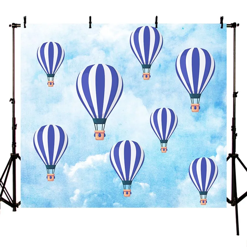 Виниловые фоны для фотосъемки акварельные облака голубое небо воздушный шар
