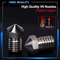high quality v6 nozzle plated copper durable 3d printer parts 1 75mm filament m6 thread for e3d v6 hotend titan ddb mk8 extruder