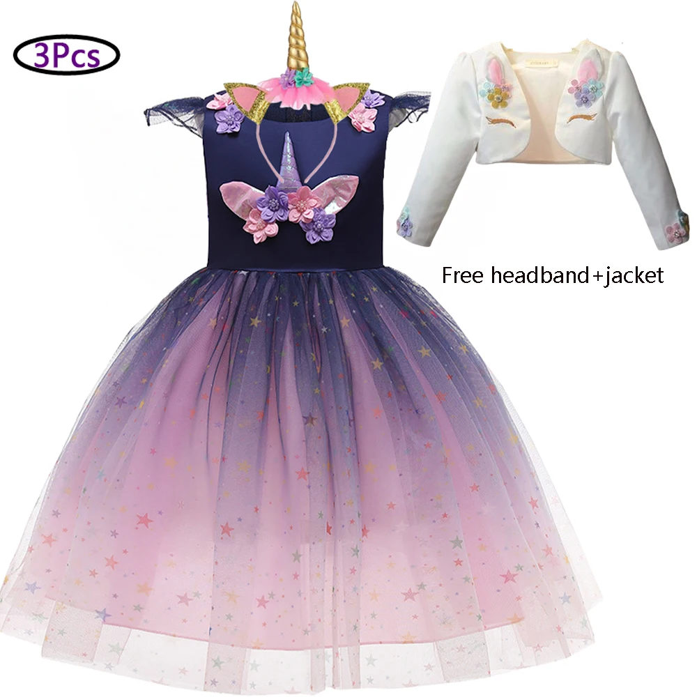 Весеннее детское платье для девочек праздничное принцессы с единорогом на день