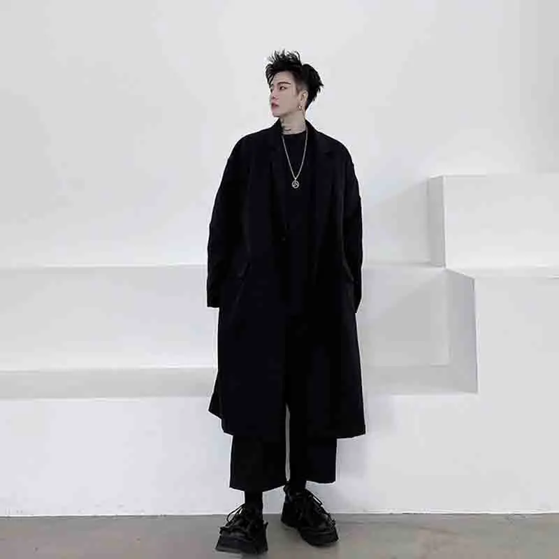 Осень 2020 г. Yamamoto мужской свободный однотонный костюм из куртки на одной пуговице