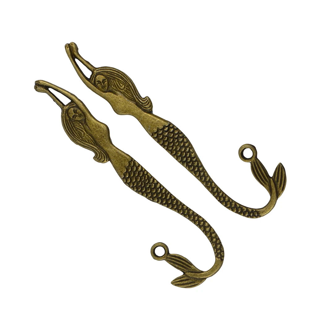 

10pcs Wholesale Tibetan Bronze Mermaid Charm Bookmarks 82x27mm