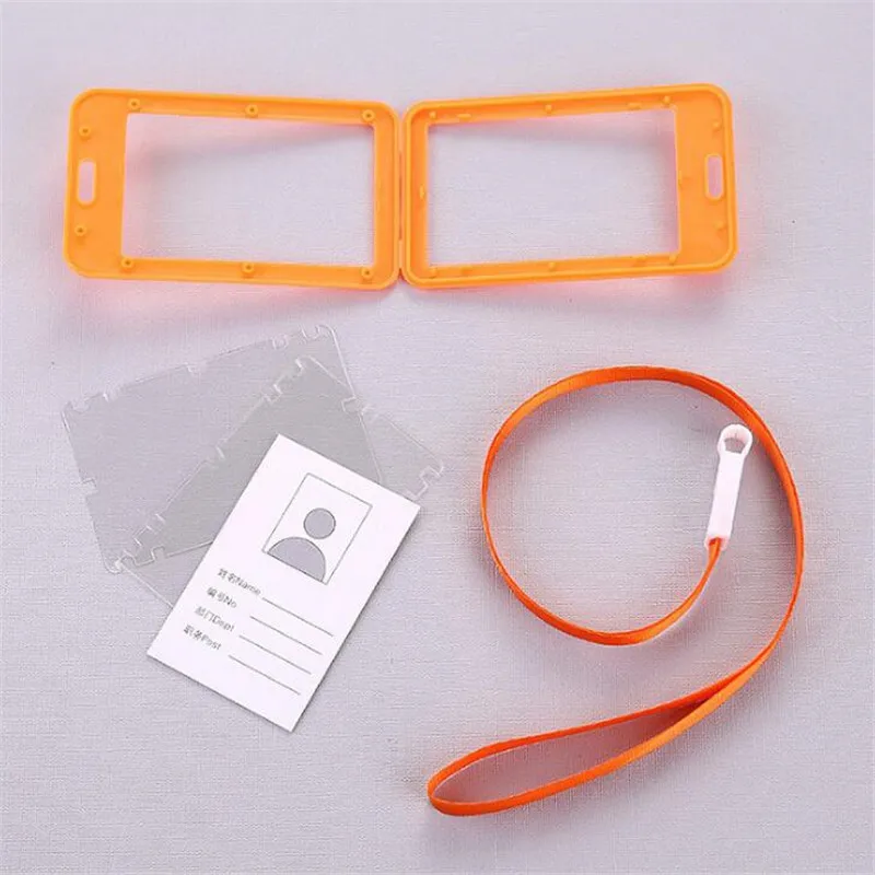 

1PCS Work Card Holders With Rope Student Plastic Card Holder Employee Name ID Card Cover Metal Work Certificate Identity Badge