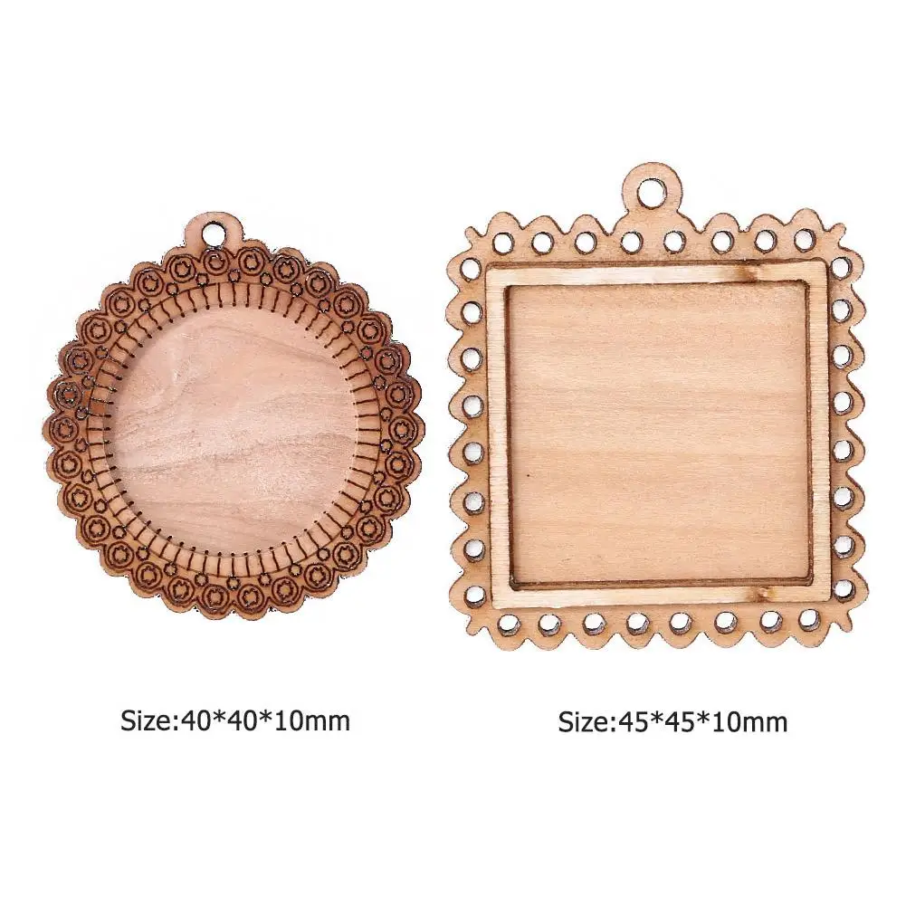 

5pcs DIY Wooden Craft Photo Frame Square Round Delicate Keychain Wedding Party Decoration Buckle Birthday Kid Gift