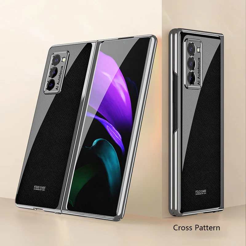 Fashion Plating PC Hard Phone Cover For Samsung Galaxy Z Fold 2 Case  Exquisite Color Painting Shockproof Full Protective Funda