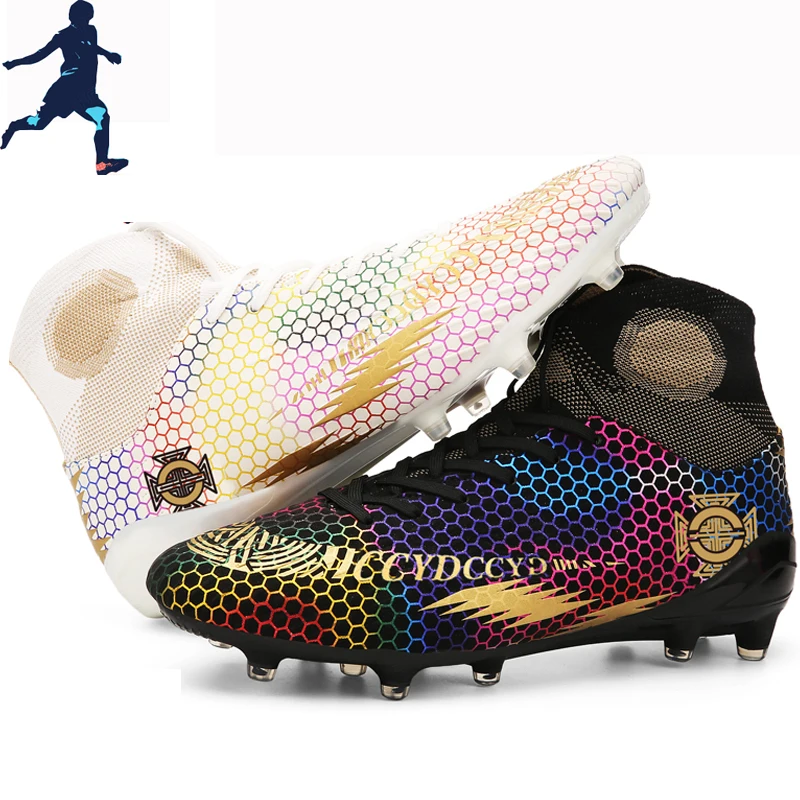 

Fashion New High Ankle Soccer Shoes Men Breathable Outdoor High-top Football Boots Turf Soccer Cleats