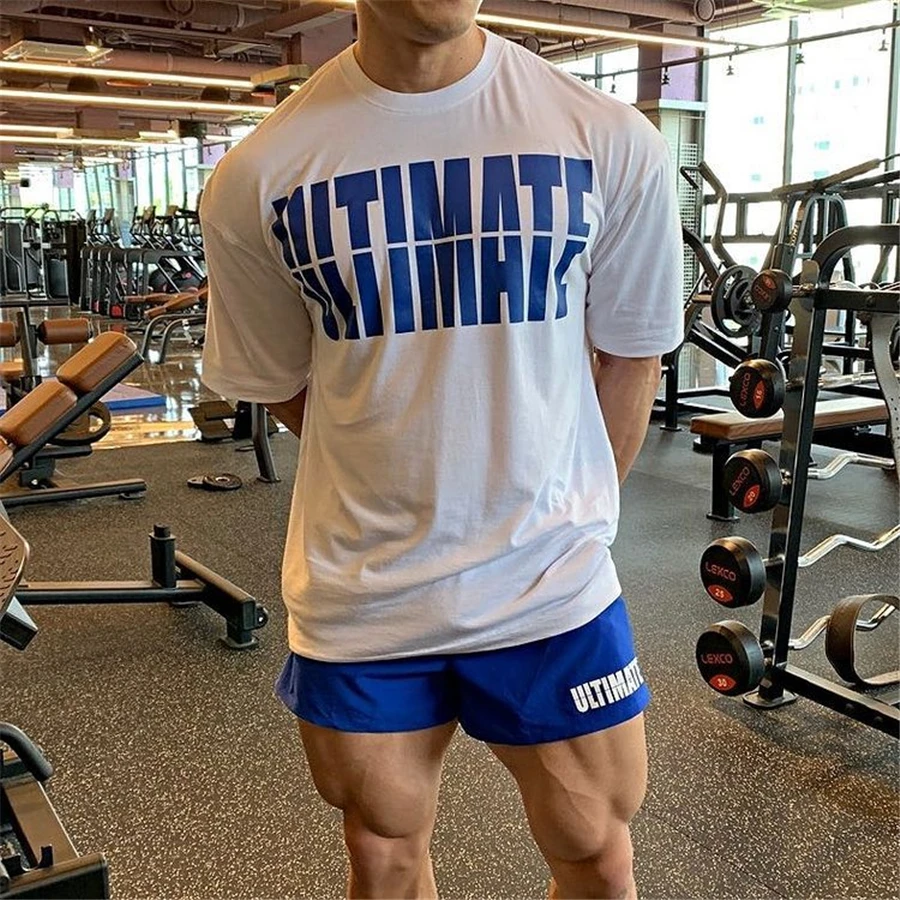 

Summer New Man Fitness Bodybuilding LooseT Shirt Men Fashion Short Sleeve High Quality Tshirt Top Tees Brand Clothes T-shirt