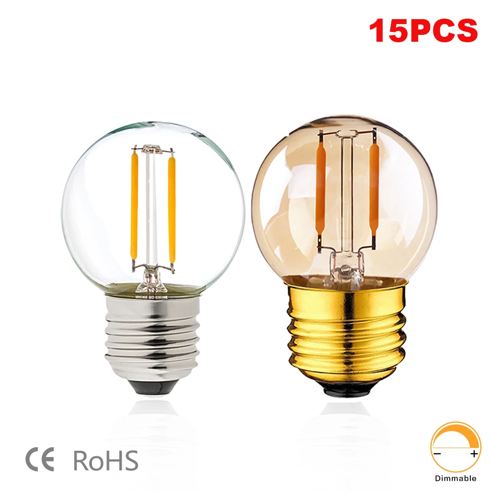 

G40 1W E27 LED Vintage Edison Filament Bulbs 220V Mini Globe Light Bulb Ultra Warm White 2200K Decorative String LED Lamp