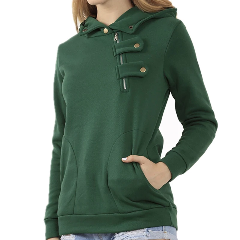 

Women Women Pockets Harajuku Hoodies Autumn Winter Solid Irregular Hooded Zipper Sweatshirts Casual Slim Hoodies Jackets 2019