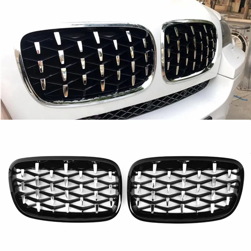 Передняя гоночная решетка для BMW X5 E70 X6 E71 2008 2014 Алмазная АБС сменная передняя