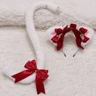 Кружевная повязка для волос горничной, повязка на голову, бант, кошачий лисий хвост, набор ушей, колокольчик, головной убор, костюм аниме, японские аксессуары для волос, пасхальный Косплей