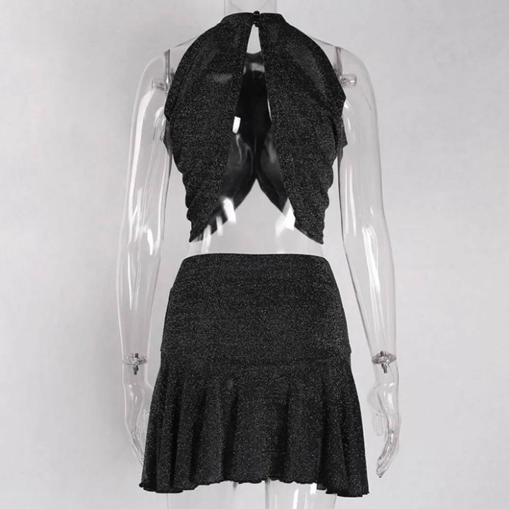 Сексуальная женская модель Клубная одежда укороченный топ с лямкой на шее +