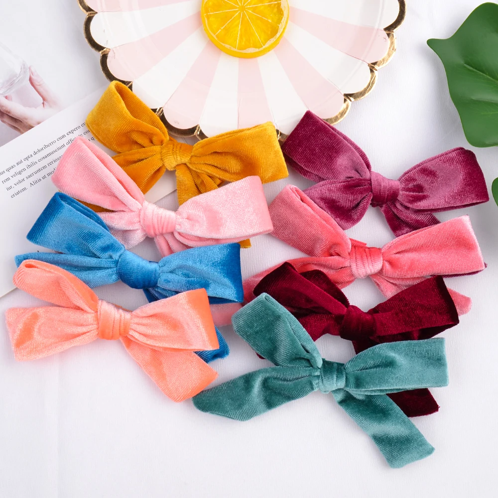 Милые однотонные банты для волос 12 шт./лот с зажимом маленьких девочек заколки