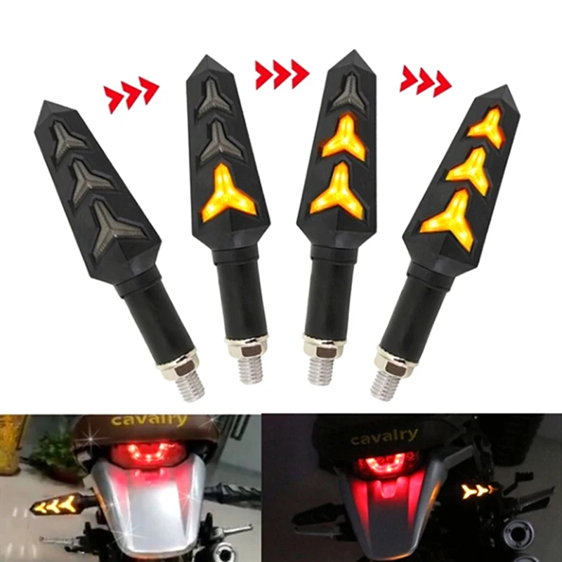 

2pcs / lot Flowing Water LED Motorcycle LED Turn Signal Lamp Sequential Indicator Light Amber