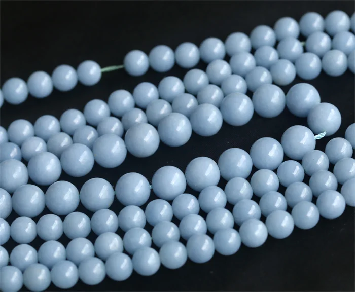 Круглые Бусины Из Натурального синего анжелита целестита 3-18 мм 2 нити оптом