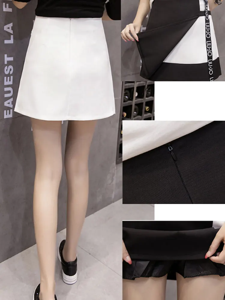 Летние шифоновые юбки с консервативный Стиль в стиле пэчворк принтом букв