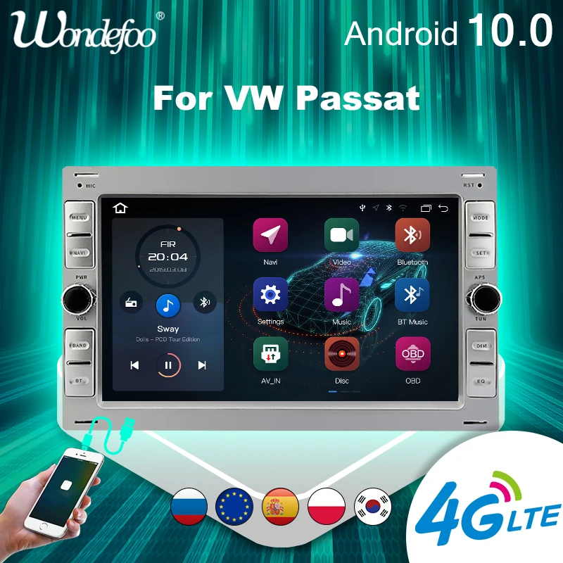 магнитола 2 din андроид Android 10 автомагнитола радио Carplay для VW PASSAT B5 MK4 MK5 SHARAN Jetta Bora Polo