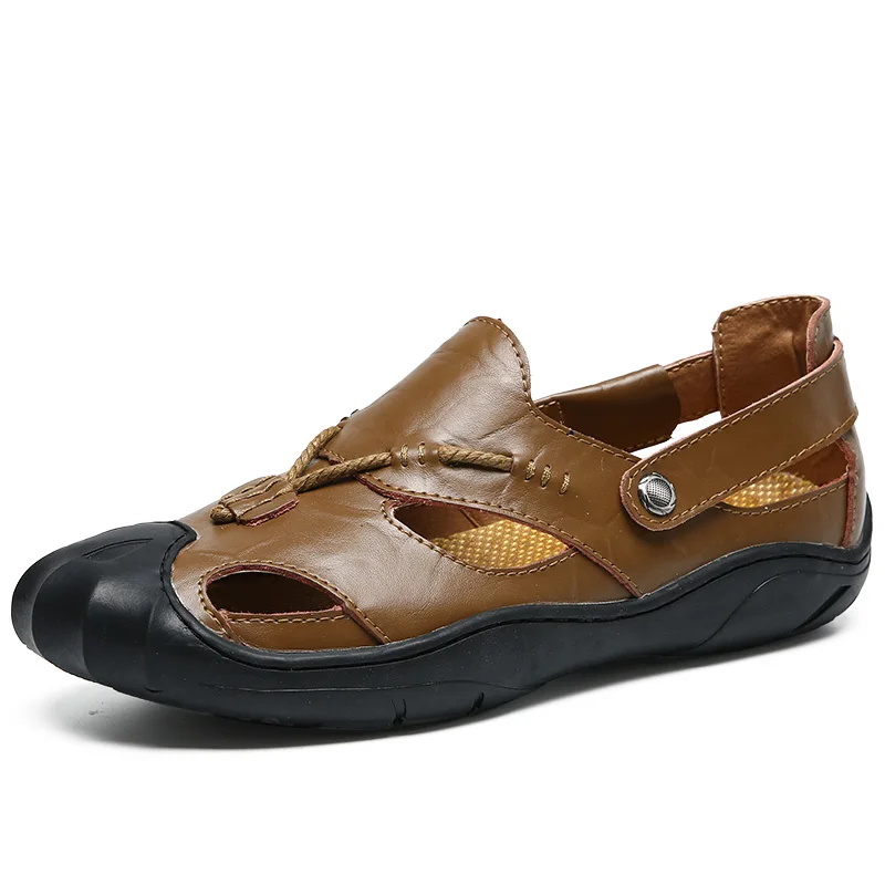 Jelly couro/Роскошная обувь на платформе Мужские открытые сандалии из натуральной