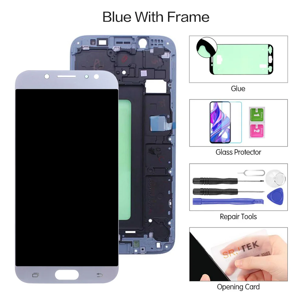 Blue with Frame 5,5 ''AMOLED дисплей для SAMSUNG Galaxy J7 Pro J730 lcd для SAMSUNG J7 дисплей сенсорный экран дигитайзер J730F экран - Цвет: Blue with Frame