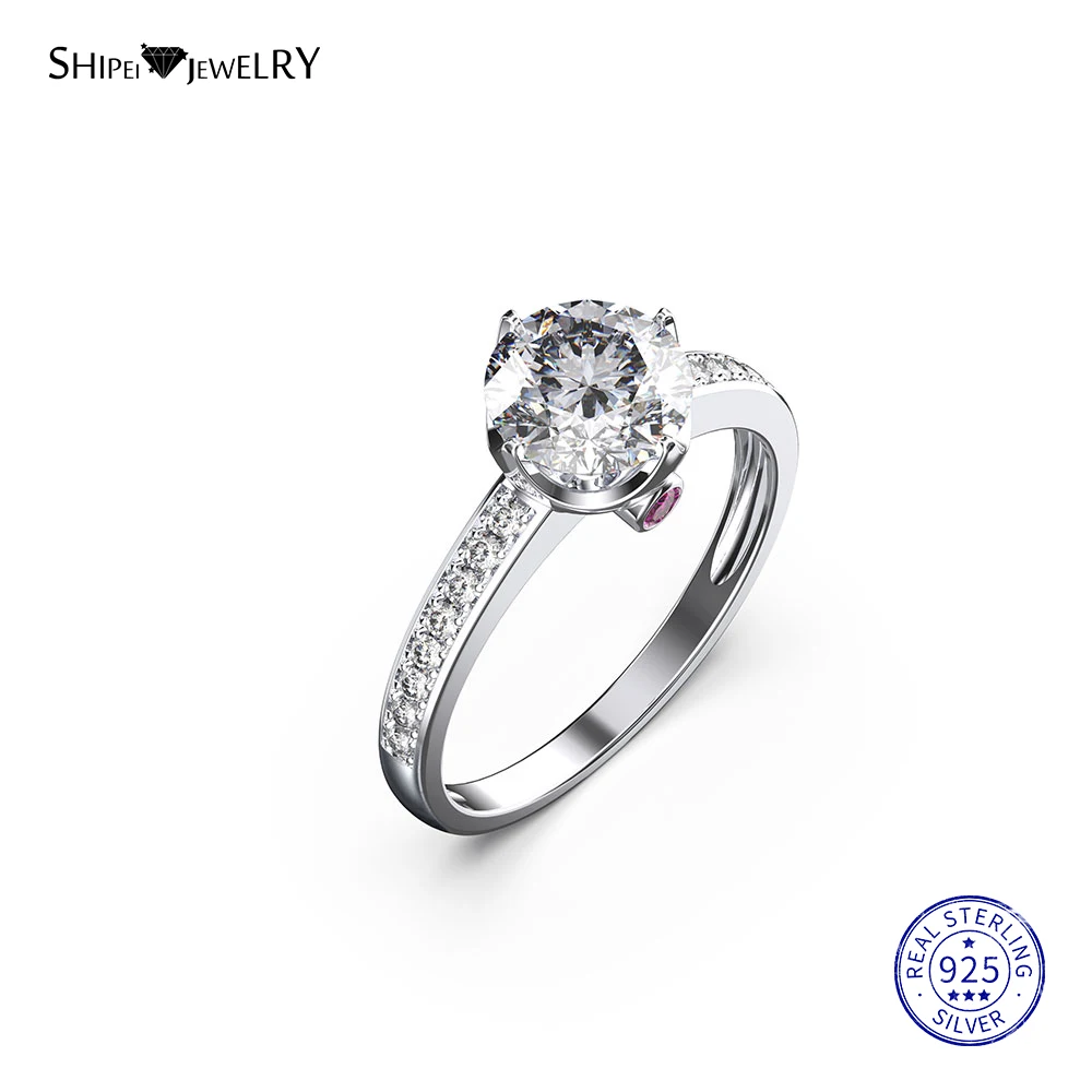 Shipei 100% 925 пробы серебряные Изящные Ювелирные изделия 8 мм Круглый сапфировый