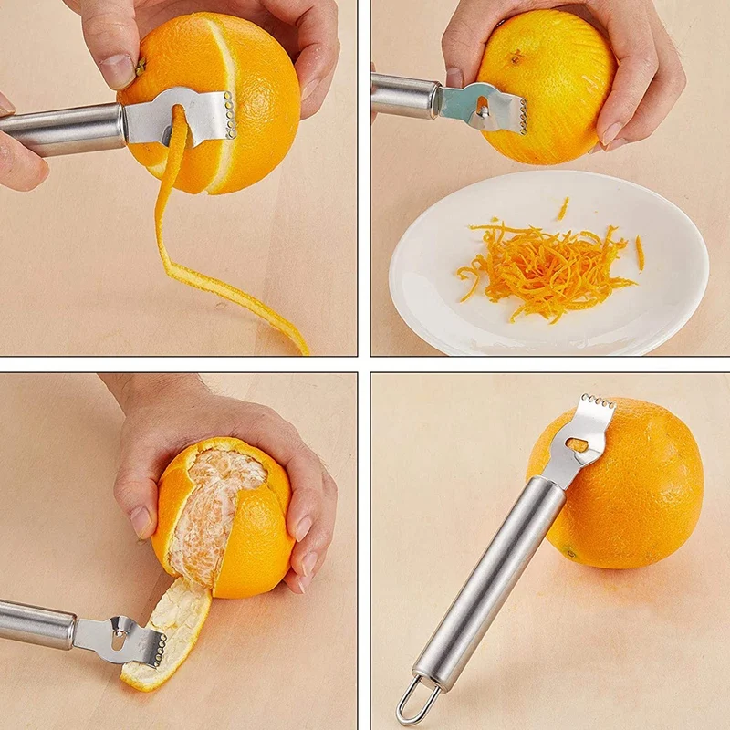 4 шт лимонно-терка Zester из нержавеющей стали круглое кольцо Оранжевый Овощечистка