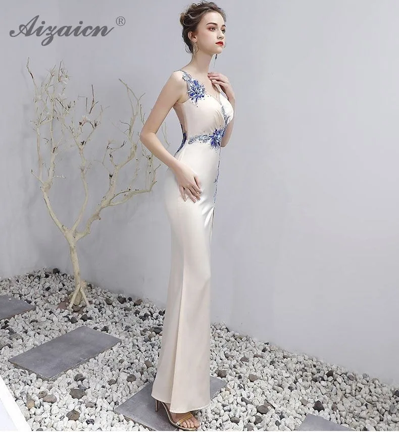 Летнее элегантное обтягивающее Cheongsam Китайский современный Qi Pao вечерние платья Для женщин Восточный Стиль вечернее китайское платье-Ципао промотирования • китайское Женская Роба в восточном стиле
