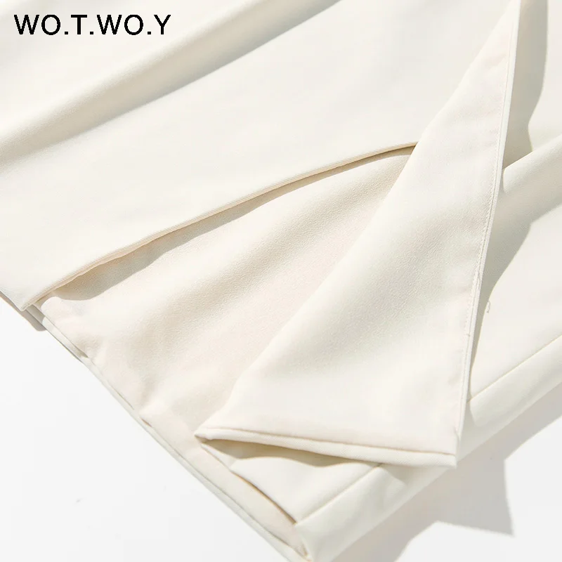 Женская офисная юбка карандаш WOTWOY белая длинная деловая до середины икры на