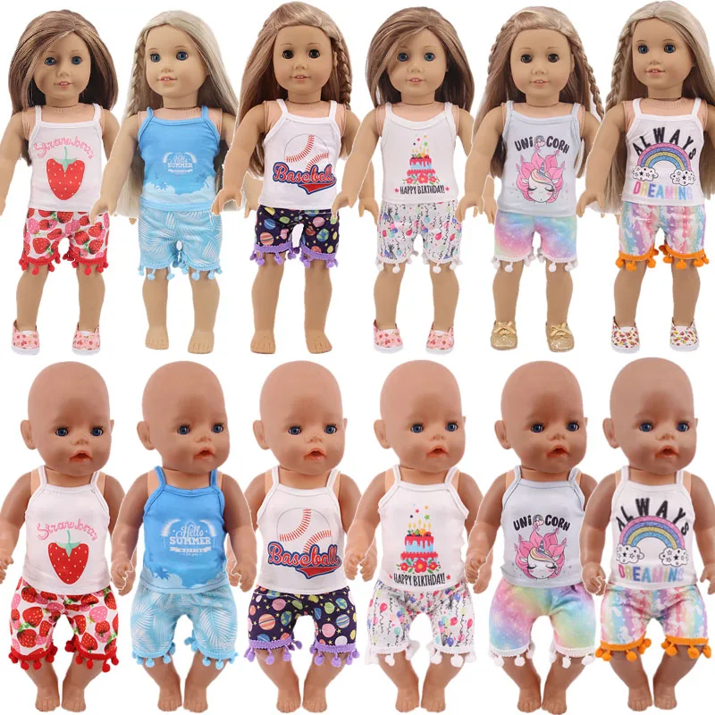 

Подтяжки в виде единорога для 18-дюймовых американских кукол и 43 см кукол новорожденных, 6 стилей на выбор 1, летняя одежда, аксессуары для оде...