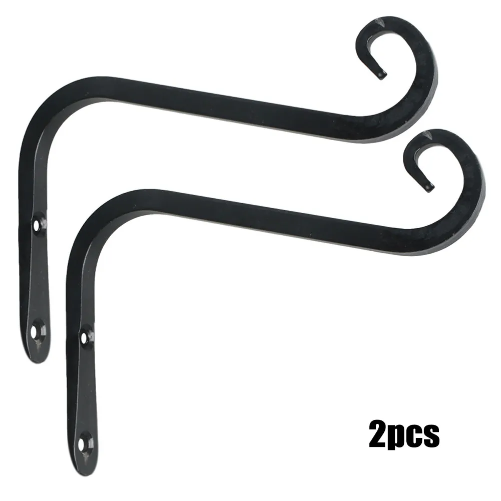 

2Pcs Wall Mounted Flower Plant Pot Basket Hook Iron Flowerpot Hanger Hook Garment Hanging Organizer Bracket Garden Decor