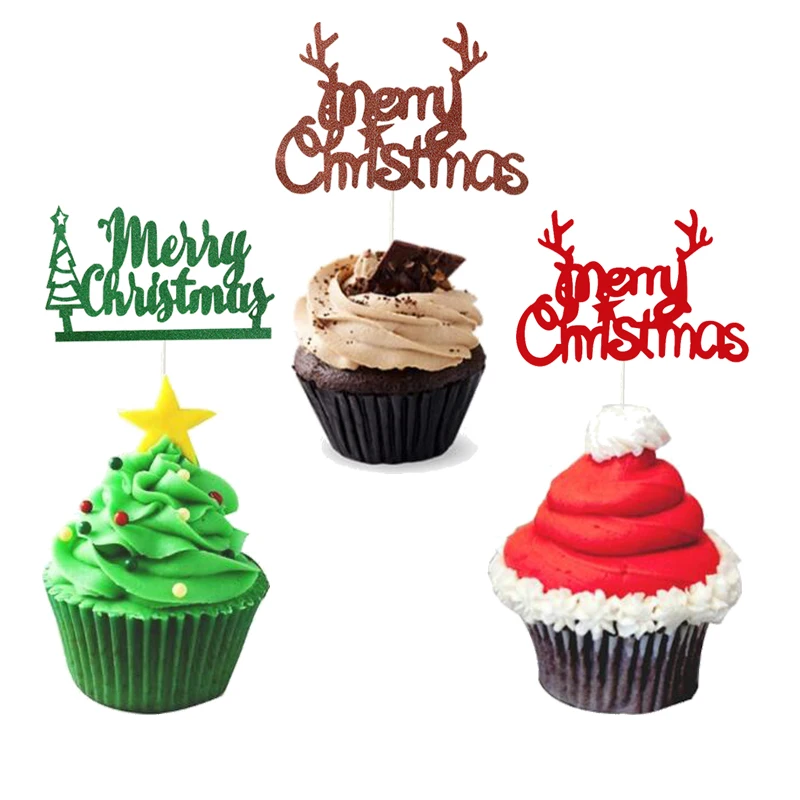 5/10 шт. веселый рождественский капкейк украшения на Рождество Рождественские для