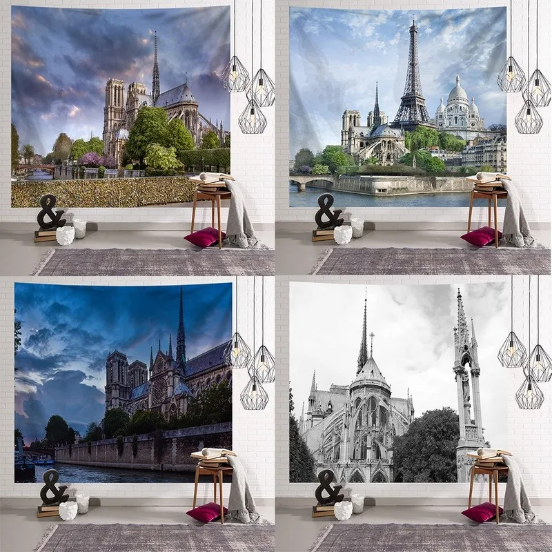 Памятный гобелен Нотр дама Парижа тканевый фон для стены с цифровой печатью