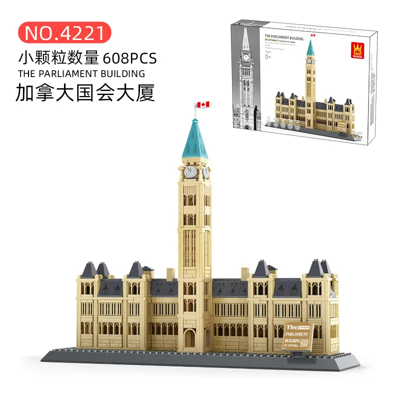 Кубики Wange 608 шт. архитектура Сборная модель канадского парламента игрушечные
