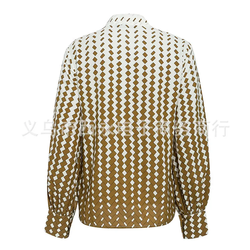 

2020 Blouse Women Casual Print Long Sleeve Korean Fashion Clothing OL Loose Shirts