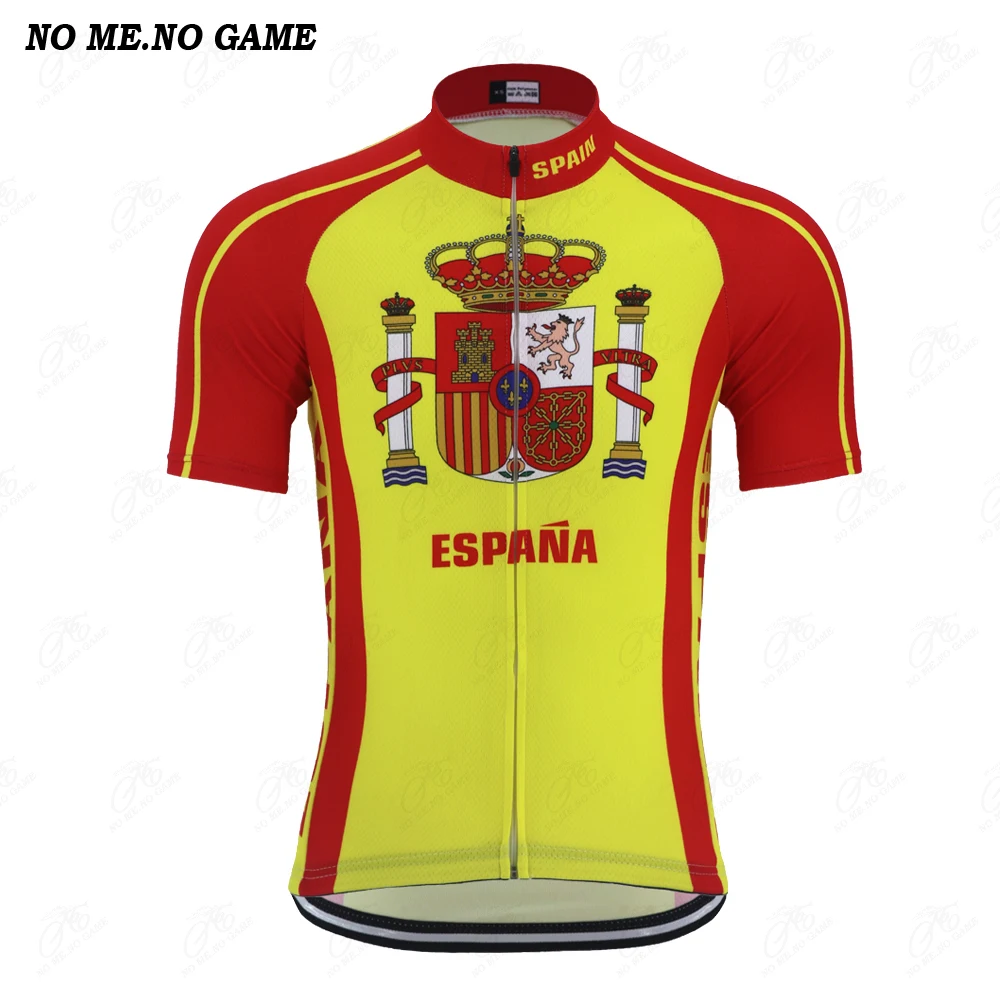 Джерси для езды на велосипеде команды Испании мужская одежда с коротким рукавом