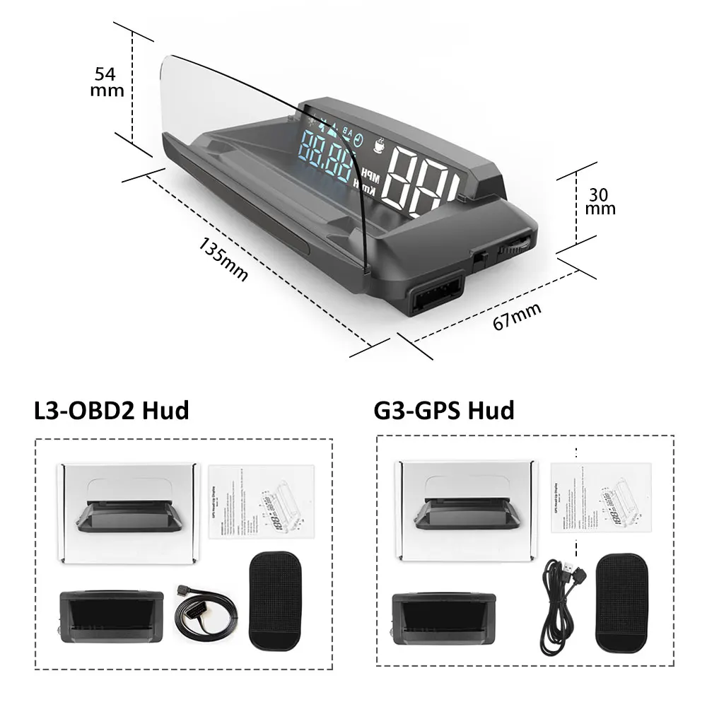 

Updated Version OBD Car Head Up Display Car Electronics HUD Display Digital Speed Projector Overspeed Warning GPS Speedometer