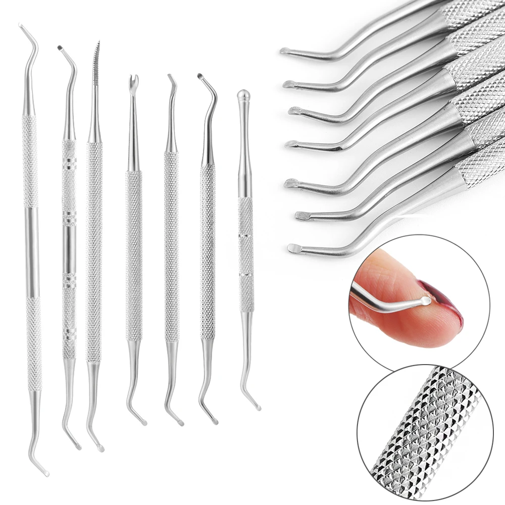 1 шт. Серебряный двойной паз корректор пальцев толкатель для кутикулы из