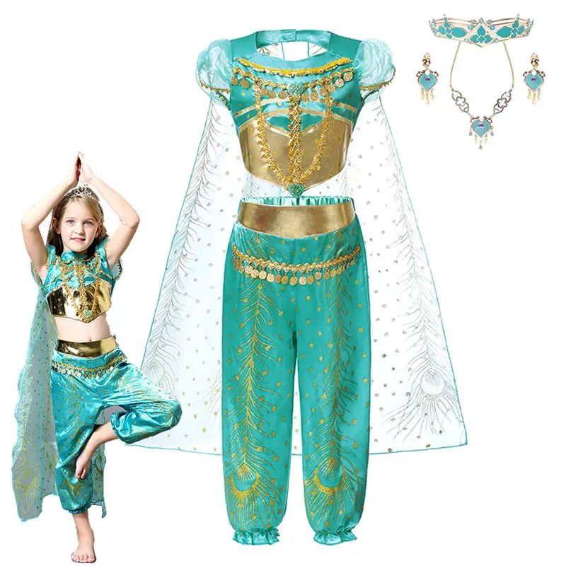 Aladdin женское платье для девочек с принтом павлина накидка Арабская принцесса