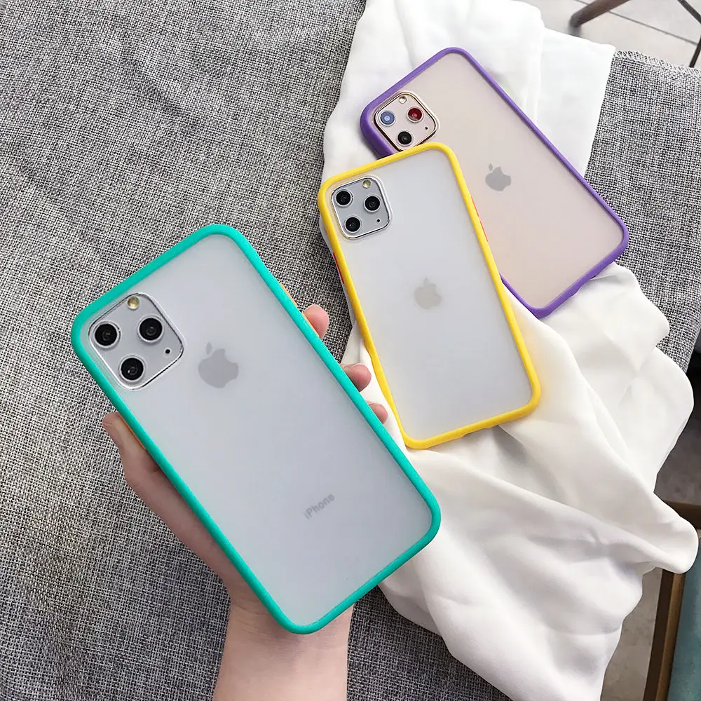 Мятный Гибридный простой матовый бампер чехол для телефона для Iphone 11 Pro Max Xr Xs Max 6s 8 7 Plus противоударный Мягкий ТПУ силиконовый прозрачный чехол