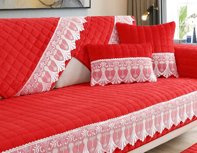 Плюшевый чехол для дивана защитный нескользящий бархатный гостиной полотенце l