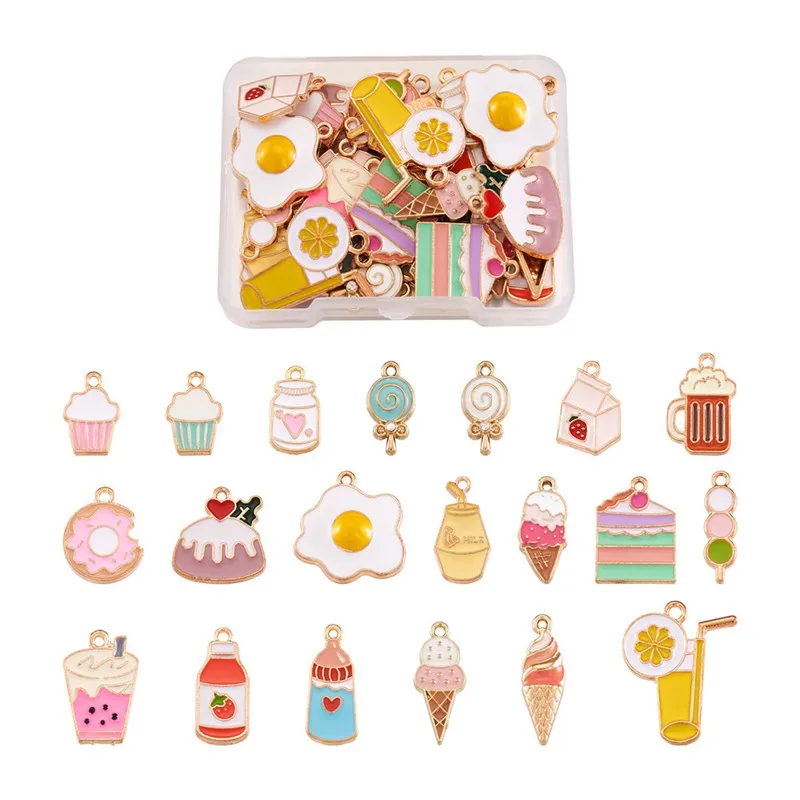 

40 шт./кор. сплав подвески с эмалью с кремовыми кексами крем Питание для самостоятельного изготовления ювелирных изделий браслет ожерелье се...
