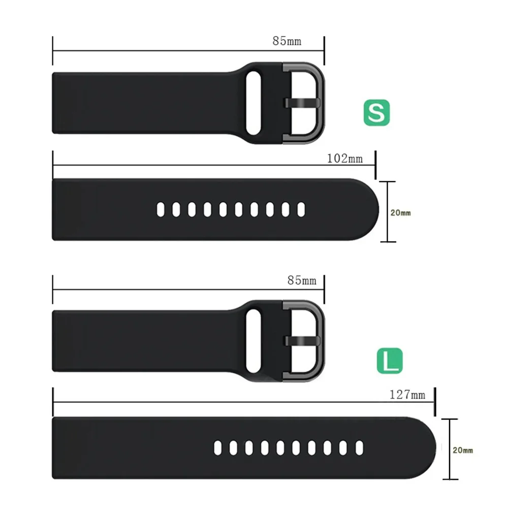 

20mm Silicone Watch Band Replacement Strap for Samsung Galaxy Watch Active 2 42mm Wristbands for Huami Amazfit Bip