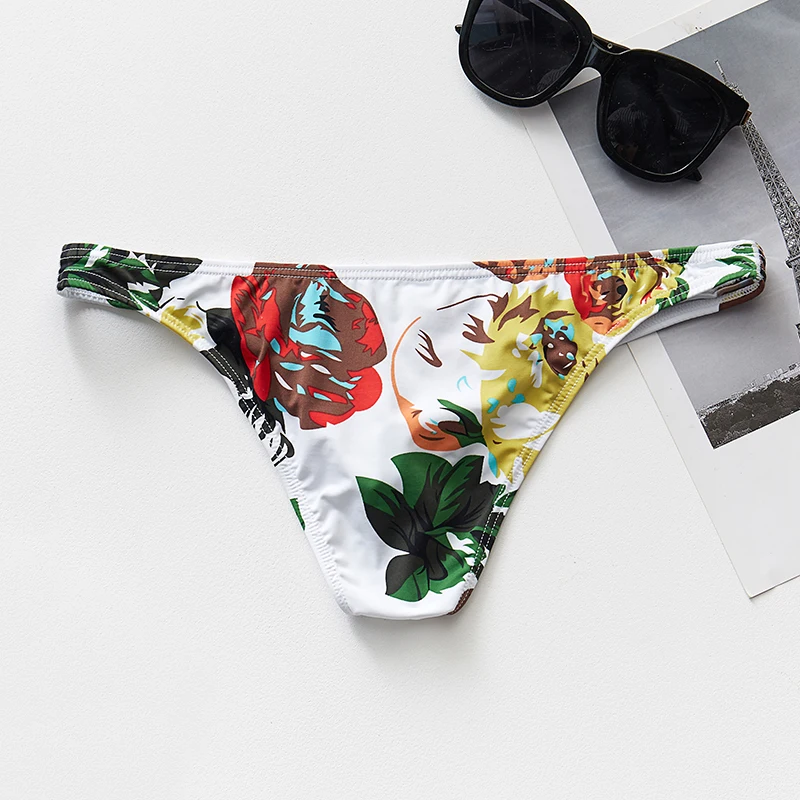 New Sexy Men Underwear Breathable Printed Briefs Low Waist Male Underpants U Pouch Bulge Mesh Bikini Briefs Low Waist Panties