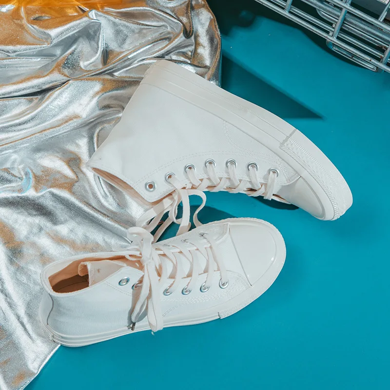 Модные высокие повседневные кроссовки Женские весенние однотонные дышащие и